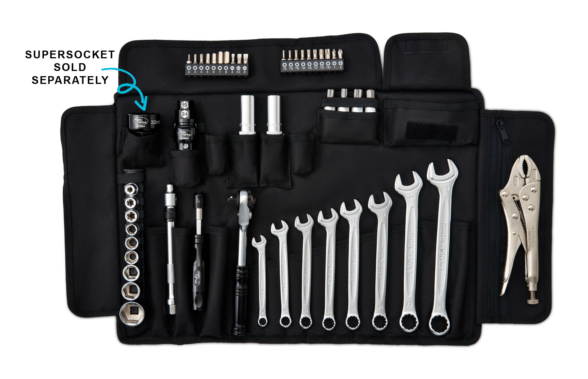 Triple Black Adventure Motorcycle ADV Tool Kit: Motohansa Pro